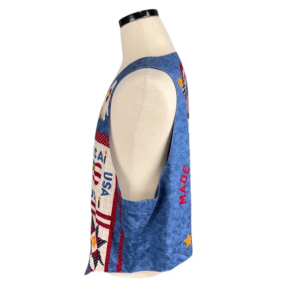Vintage 80s Large Patriotic Quilted Vest With Americana Design Large - Picture 4 of 4